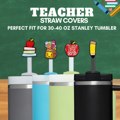 TUMBLER STRAW TOPPER | Tumbler Accessories | Straw Cover | Fits 10mm Straw  | Straw Topper | Teacher | Cute Teacher Gift Straw Accessories